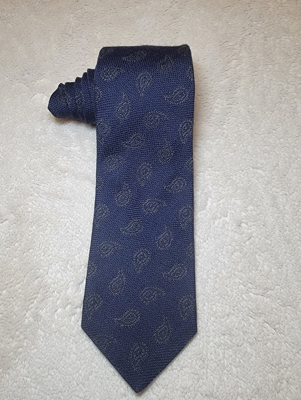 NWT Brooks Brothers Navy Paisley Tie Wool Cotton Silk Made in NY Italian Fabric